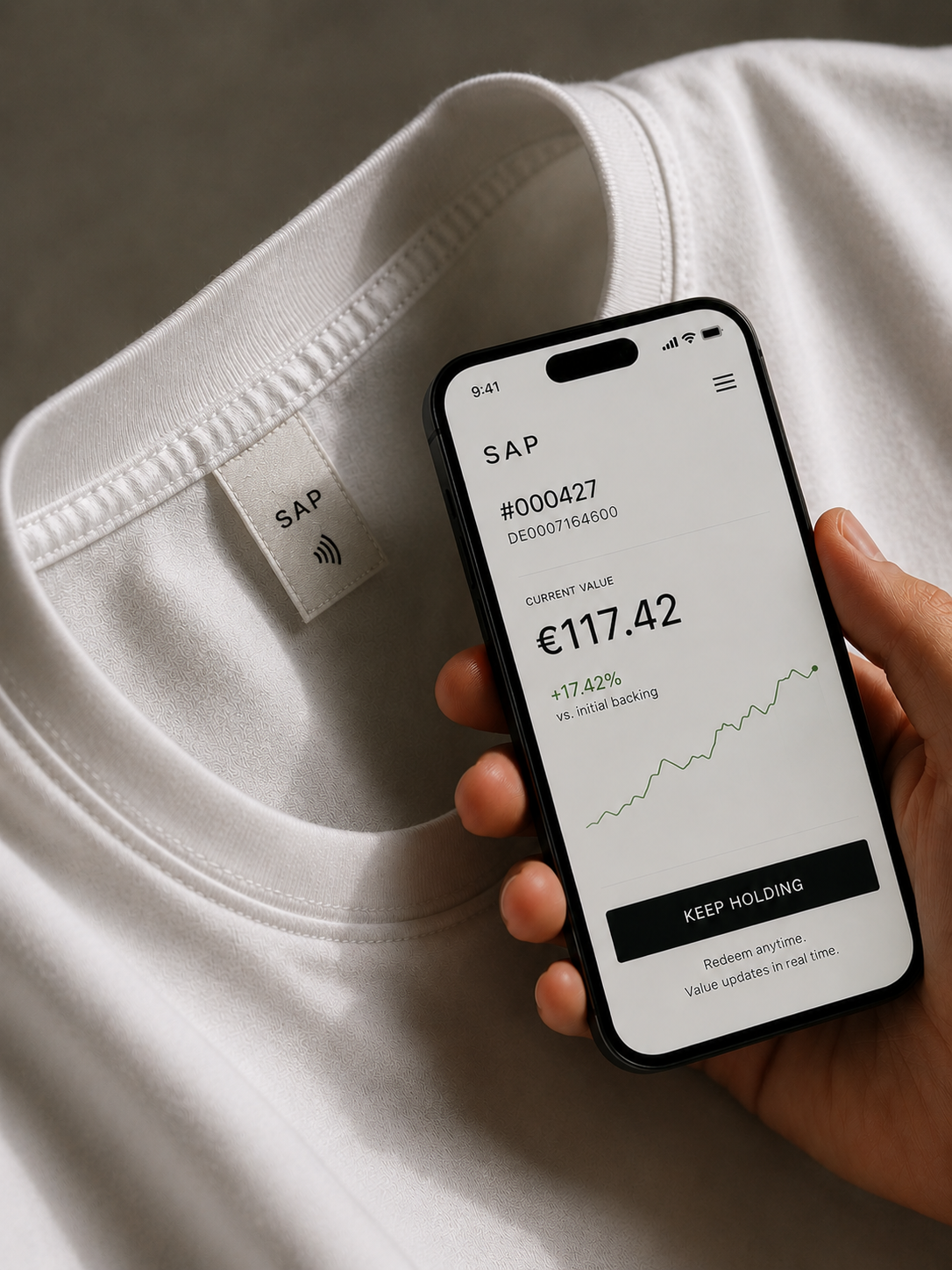 NFC label and HOLD value shown on a phone